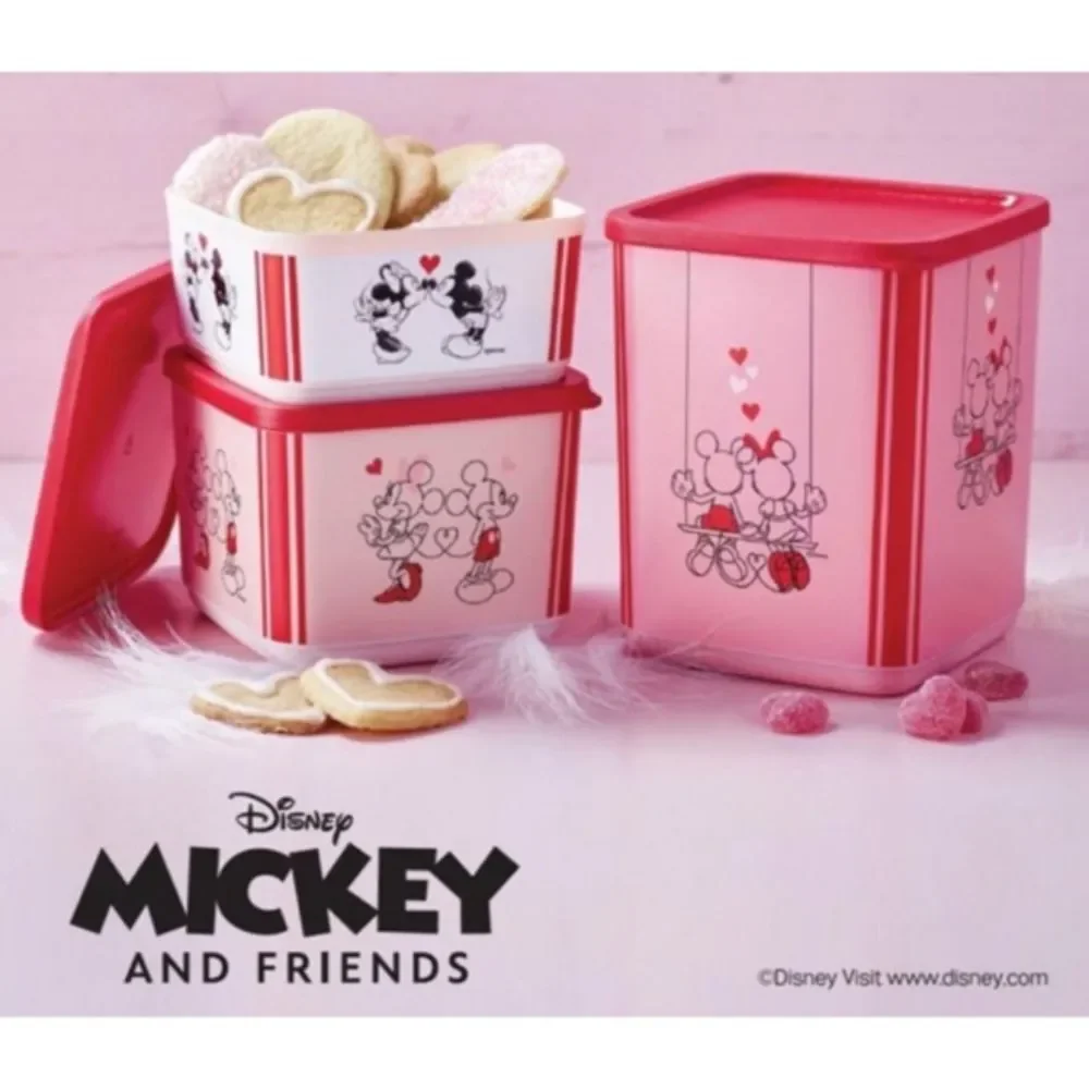 Tupperware Disney Valentine's Day Mickey Minnie Mouse Storage Container Set NEW